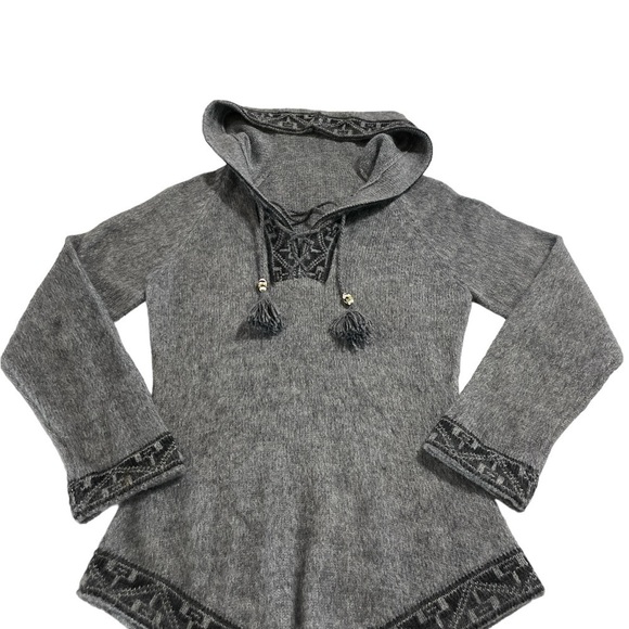 Alpaca Blend Women Sweater Small /Alpaca Pullover Fringe Jumper/Gray Winter - Picture 4 of 10